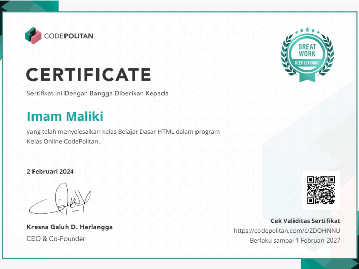 HTML & CSS Certificate