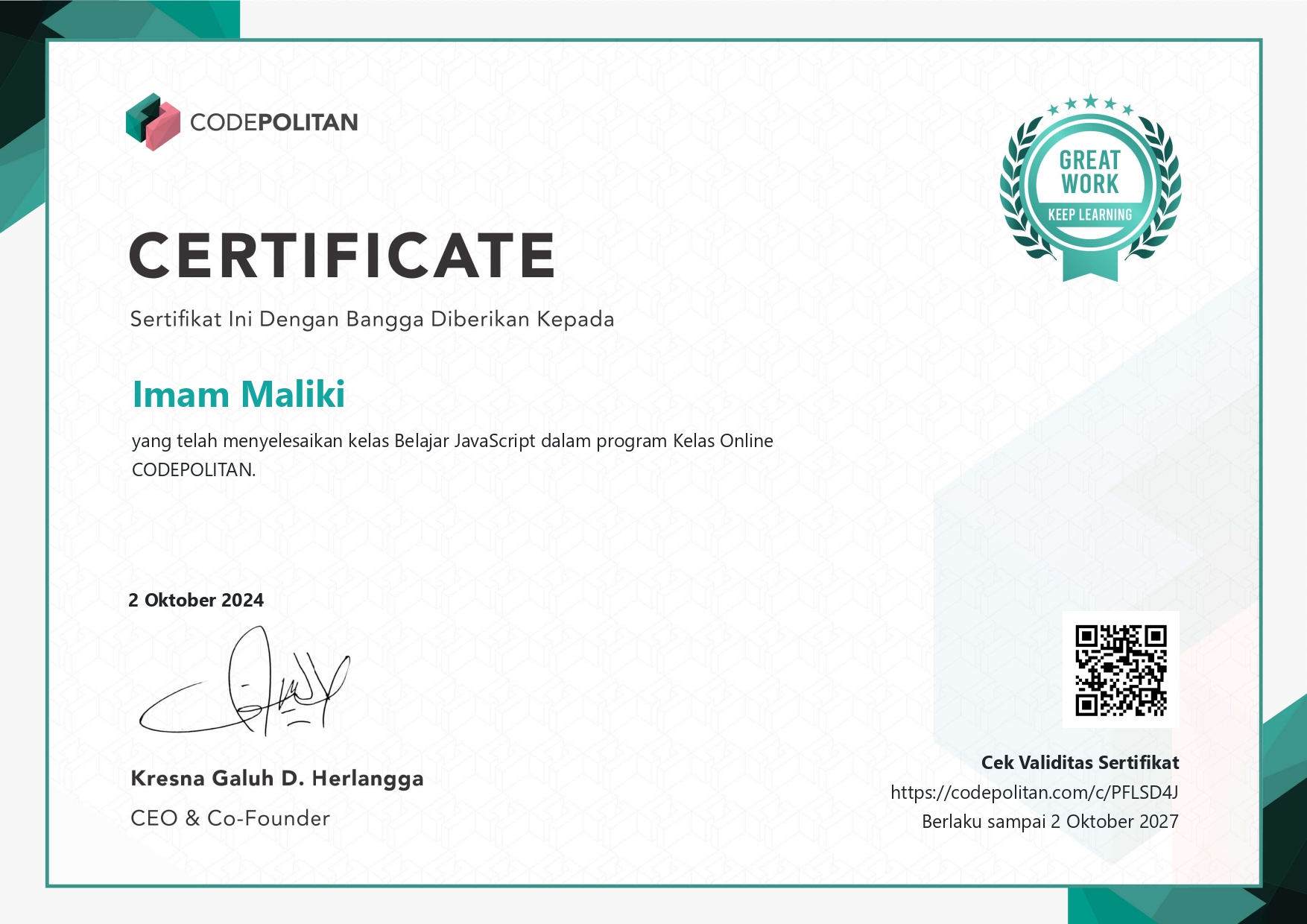 JavaScript Certificate